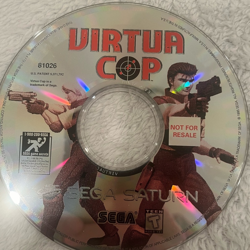 Virtua Cop Sega Saturn Game Disc